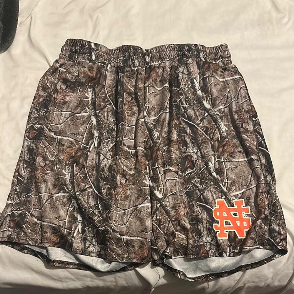 SHEIN Camouflage Athletic Shorts - Brown and White